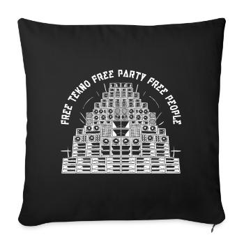 Free Tekno Free Party Free People - Housse de coussin décorative 45 x 45 cm - noir - Devant