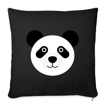 Panda head panda bear - Sofa pillowcase 17,3'' x 17,3'' (45 x 45 cm) - black - Front
