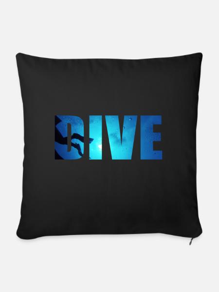 DIVE Unterwasser Taucher - Sofakissenbezug 45 x 45 cm - Schwarz