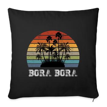 Bora Bora design vintage avec palmiers / cadeau - Housse de coussin décorative 45 x 45 cm - noir - Devant