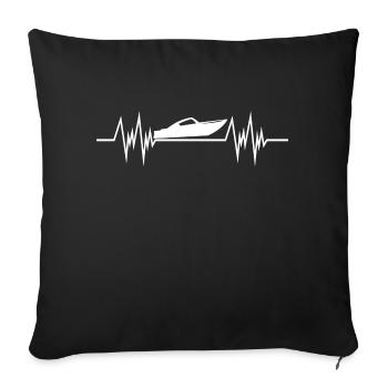 Boot Motorboot Herzschlag Heartbeat - Sofakissenbezug 45 x 45 cm - Schwarz - Vorne