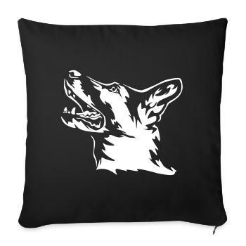Tête de berger allemand « Black Edition » - Housse de coussin décorative 45 x 45 cm - noir - Devant
