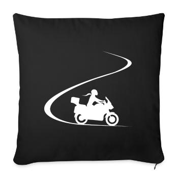 Motocycliste Virage Bikerin Reiseenduro Tourer - Housse de coussin décorative 45 x 45 cm - noir - Devant