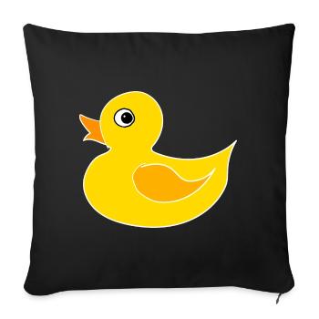 Ente Entchen Quietscheente Quak - Sofakissenbezug 45 x 45 cm - Schwarz - Vorne