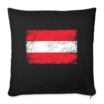 Österreich Flagge österreichische Fahne Patrioten - Sofakissenbezug 45 x 45 cm - Schwarz - Vorne