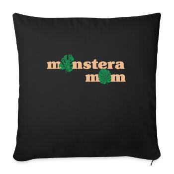 Monstera Mama - Sofakissenbezug 45 x 45 cm - Schwarz - Vorne