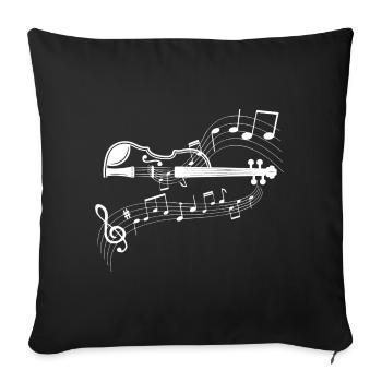 Violin with flowing notes - Sofa pillowcase 17,3'' x 17,3'' (45 x 45 cm) - black - Front