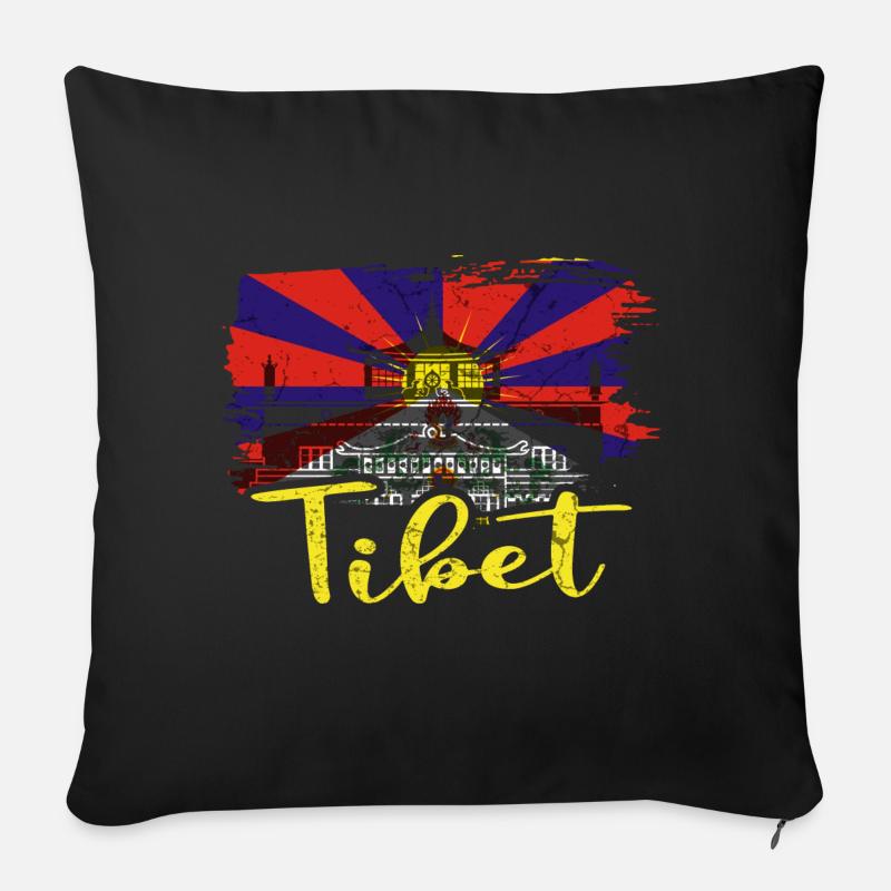 Tibet - Housse de coussin décorative 45 x 45 cm - noir