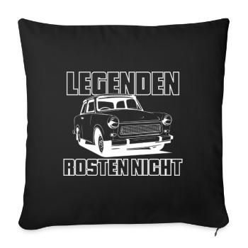 Trabi Trabbi  Pappe DDR Fahrzeug Sprüche - Sofakissenbezug 45 x 45 cm - Schwarz - Vorne