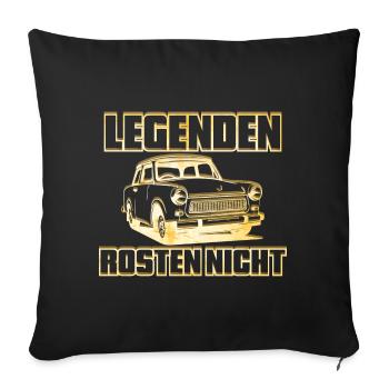 Trabi Trabbi  Pappe DDR Fahrzeug Sprüche - Sofakissenbezug 45 x 45 cm - Schwarz - Vorne