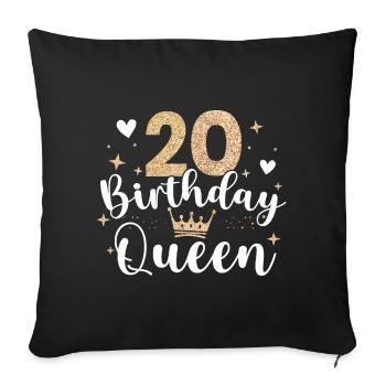 20th Birthday Queen 20 Years Twenty - Sofa pillowcase 17,3'' x 17,3'' (45 x 45 cm) - black - Front