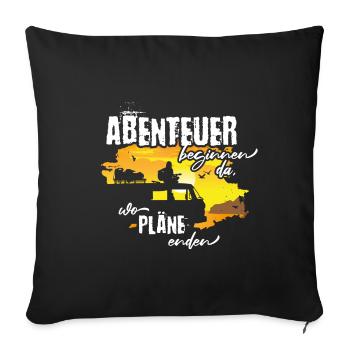 Aventure Camping-car Caravane Voyage Guitare Dicton - Housse de coussin décorative 45 x 45 cm - noir - Devant