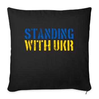 Debout avec l’Ukraine Yellow Blue Peace Grunge - Housse de coussin décorative 45 x 45 cm - noir - Devant