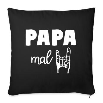 Papa mal Zwei 2 Kinder Rocker Vater - Sofakissenbezug 45 x 45 cm - Schwarz - Vorne