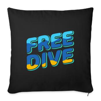 Freedive - One Breath Diving - Freediving World - Sofa pillowcase 17,3'' x 17,3'' (45 x 45 cm) - black - Front