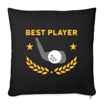 Best player (Golfschläger, Golfball, Lorbeerkranz) - Sofakissenbezug 45 x 45 cm - Schwarz - Vorne