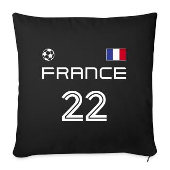France 2022 Frankreich Trikot Fussball Fan - Sofakissenbezug 45 x 45 cm - Schwarz - Vorne