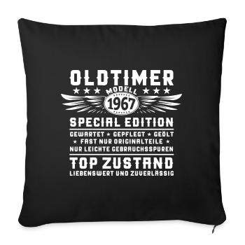 Oldtimer Jahrgang 1967 55. Geburtstag Geschenk Fun - Sofakissenbezug 45 x 45 cm - Schwarz - Vorne