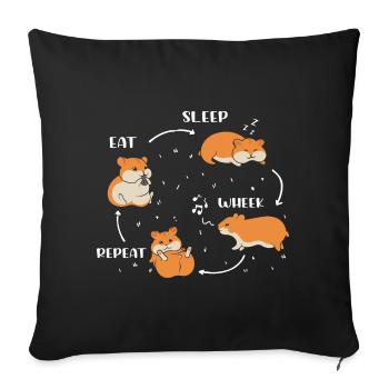 Eat Sleep Wheek Repeat Guinea Pig Pet - Sofa pillowcase 17,3'' x 17,3'' (45 x 45 cm) - black - Front