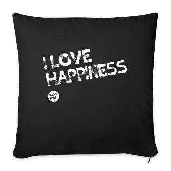 I LOVE HAPPINESS by Supersoul - Sofa pillowcase 17,3'' x 17,3'' (45 x 45 cm) - black - Front