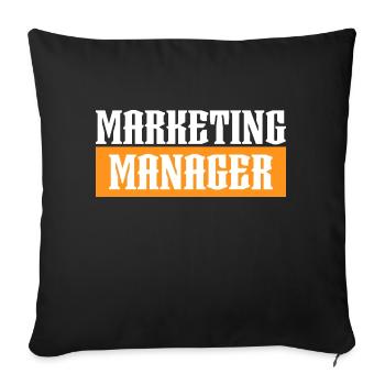 Marketing Manager orange tshirt noir - Housse de coussin décorative 45 x 45 cm - noir - Devant