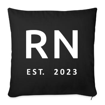 RN Est. 2023 Graduation Étudiante autorisée en soins infirmiers - Housse de coussin décorative 45 x 45 cm - noir - Devant