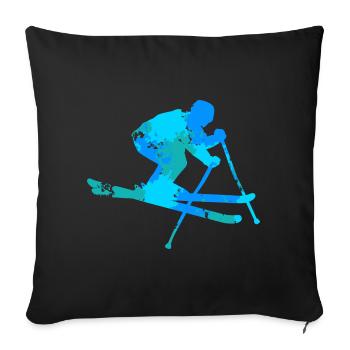 Ski Skifahrer Skifahrerin Skier Wintersport - Sofakissenbezug 45 x 45 cm - Schwarz - Vorne