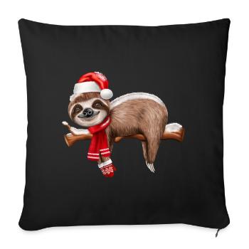 Sweet Christmas Sloth as Santa - Sofa pillowcase 17,3'' x 17,3'' (45 x 45 cm) - black - Front