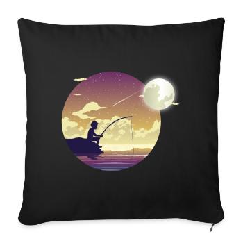 Pêcheur au clair de lune - Housse de coussin décorative 45 x 45 cm - noir - Devant