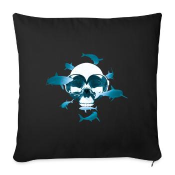 Skull & Scuba Diving - Sofa pillowcase 17,3'' x 17,3'' (45 x 45 cm) - black - Front