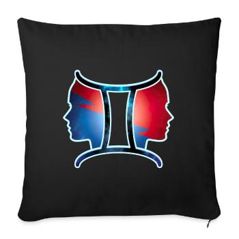 Zodiac | Gemini sign - Sofa pillowcase 17,3'' x 17,3'' (45 x 45 cm) - black - Front