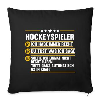 Eishockey Hockeyspieler Hockey - Sofakissenbezug 45 x 45 cm - Schwarz - Vorne
