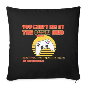 Gamer vs Work: Console Clash - Sofa pillowcase 17,3'' x 17,3'' (45 x 45 cm) - black - Front