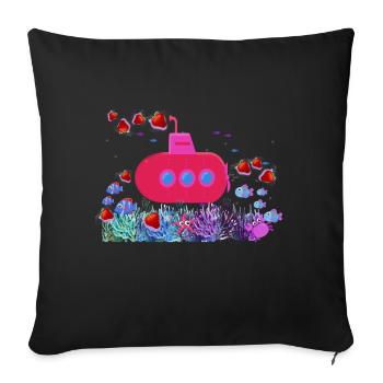 u-boot,erdbeeren, fische, korallen,meer - Sofakissenbezug 45 x 45 cm - Schwarz - Vorne