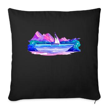 Sailing Sailing Sailing Sailing Sailboat - Sofa pillowcase 17,3'' x 17,3'' (45 x 45 cm) - black - Front