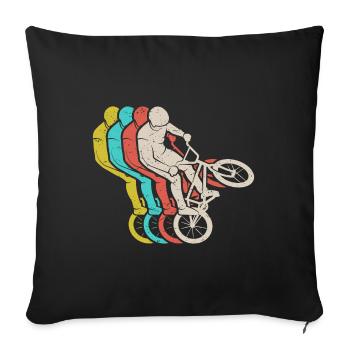 BMX Fahrer Bike Kinder Jungen Fahrrad BMX - Sofakissenbezug 45 x 45 cm - Schwarz - Vorne