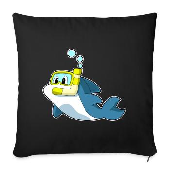 Plongée en apnée avec plongeur de dauphins - Housse de coussin décorative 45 x 45 cm - noir - Devant