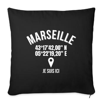 Marseille, Marseille humour, je suis Marseillais - Housse de coussin décorative 45 x 45 cm - noir - Devant