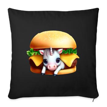 Unicorn Cheeseburger - Sofa pillowcase 17,3'' x 17,3'' (45 x 45 cm) - black - Front