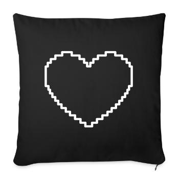 Retro Pixel Heart - Sofa pillowcase 17,3'' x 17,3'' (45 x 45 cm) - black - Front