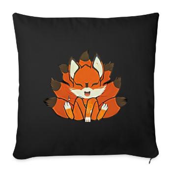 Manga Kitsune Renard Anime Kumiho Masque Manga Otaku - Housse de coussin décorative 45 x 45 cm - noir - Devant