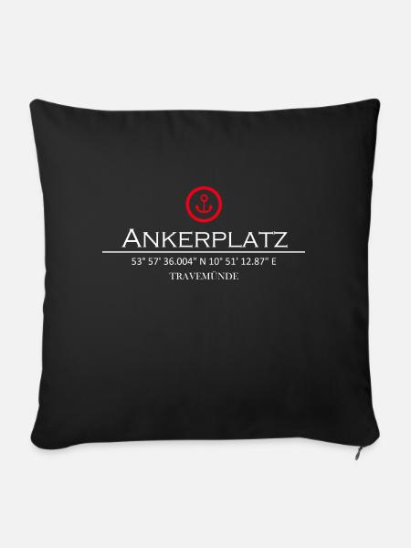 Ankerplatz Travemünde - Sofakissenbezug 45 x 45 cm - Schwarz