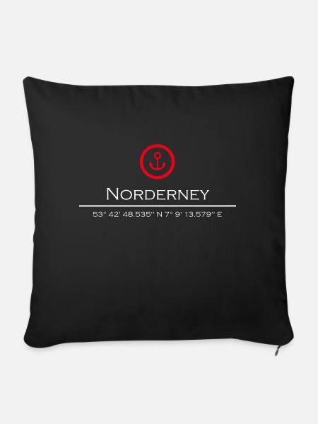 Norderney roter Anker - Sofakissenbezug 45 x 45 cm - Schwarz