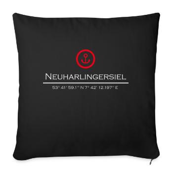 Neuharlingersiel roter Anker - Sofakissenbezug 45 x 45 cm - Schwarz - Vorne