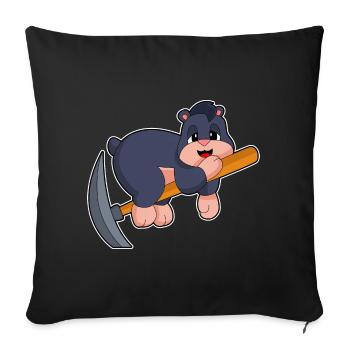 Minage de pioche de mineur taupe - Housse de coussin décorative 45 x 45 cm - noir - Devant