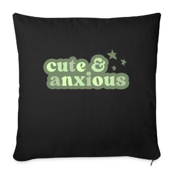 mignon et anxieux pastel drôle - Housse de coussin décorative 45 x 45 cm - noir - Devant