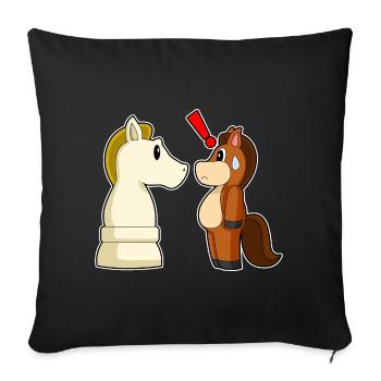 Pferd Schachfigur Springer Schach - Sofakissenbezug 45 x 45 cm - Schwarz - Vorne