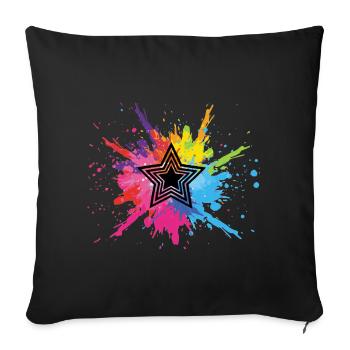 Black star and multicolored explosion - Sofa pillowcase 17,3'' x 17,3'' (45 x 45 cm) - black - Front