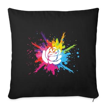 White flower and multicolored explosion - Sofa pillowcase 17,3'' x 17,3'' (45 x 45 cm) - black - Front