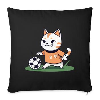 Soccer Cat Kitten I Funny Animals | Sport - Sofa pillowcase 17,3'' x 17,3'' (45 x 45 cm) - black - Front
